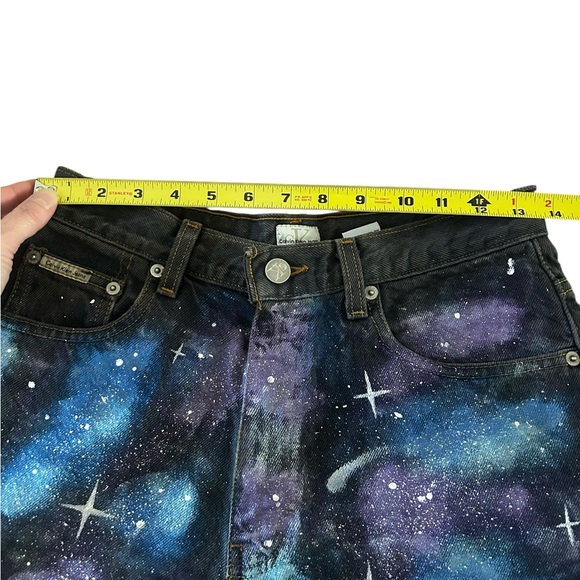 Calvin Klein galaxy painted black denim shorts high waisted Size 29 - Picture 3 of 7